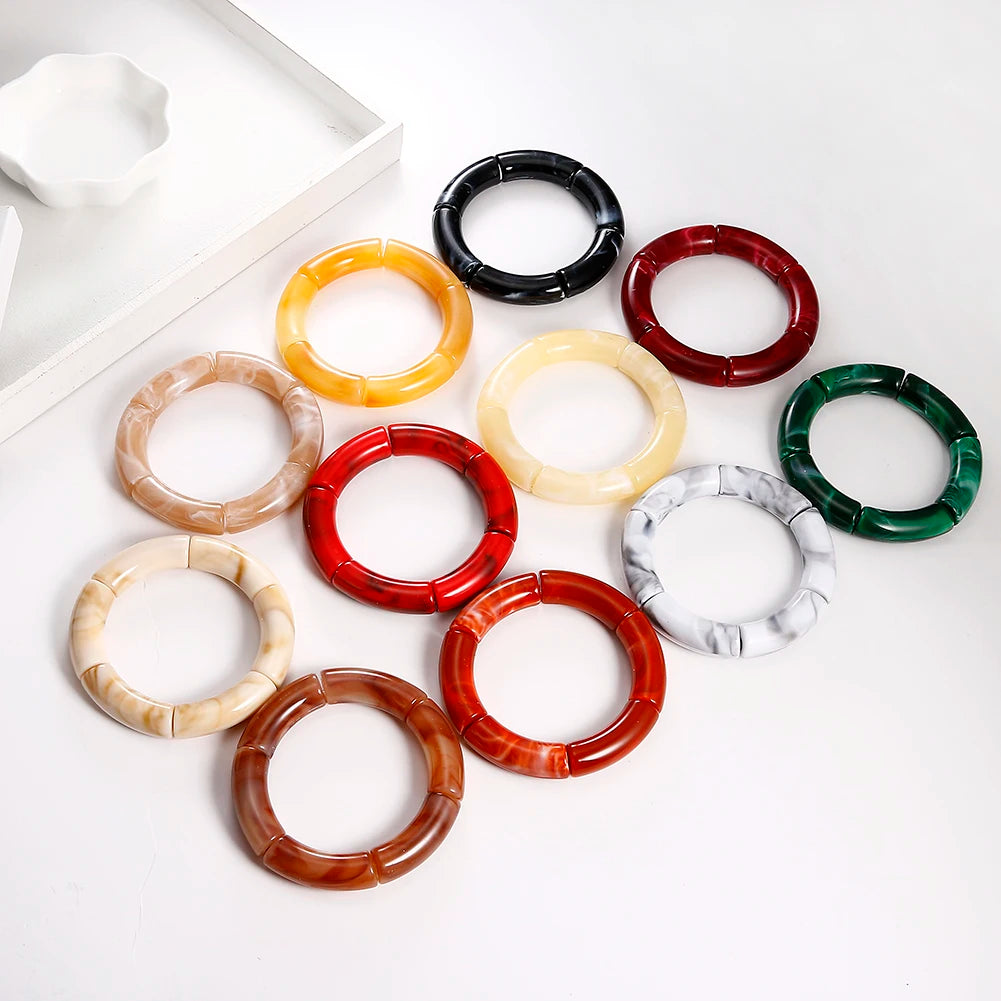 HIMBA COLOUR STACK SET – Vibrant Acrylic Beaded Charm Bracelets - Glow by Hellen African and Boho Jewelry African Home Decor Cultural Accessories